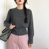 Zingj Color Sweater Women's 2024 New Autumn Winter With Thick High Waist Short Fashion High Texture Knitting Women-Outfit