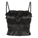 Fashion Camisole Women Street Casual Ruffles Crop Top Vest Women Solid Strapless Tees Girl Camis 2020