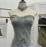 Vintage Babes Cowboy Breast Sling Sling Vest Sexy Sleeveless Hanging Neck Sleeveless Topie Girl