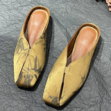 New Chinese Style Chinese Style Single Shoe Women 2025 French Flat-Bottomed Temperament Bag Half Dragged External Slippers