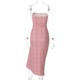 Strapless Heart Print Midi Dress-Outfit