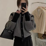 Contrast Turtleneck Buttoned Cardigan-Outfit