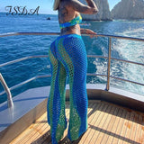 2021 Women Blue Stripe Loose Long Sleeve Cardigan Autumn Oversized Casual Beach Sexy Knitted Sweater