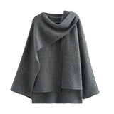 Autumn Women's Asymmetric Scarf Short Knitted Coat W063