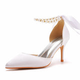 Cm Fine Heel Large-Size Sandals Banquet Women's Shoes Ribbon Beads High Heel Sandals And Ribbon Dress