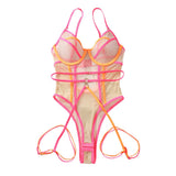 Quality 2025 Sexy Color Perspective Mesh Plastic Body Back Strap Jumptop Garter