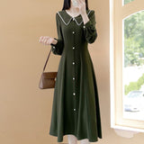 Zingj Summer Dress Long Sleeves Large Size Hepburn Wind Reduce Age, High Waist Show Thin Black Medium Long Fashion Skirt Woman-Outfit