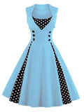 Robe Femme Women Vintage Dress 50s 60s 70s Hepburn Pin Up Big Swing Retro Rockabilly Solid Dresses Red Blue Tunic