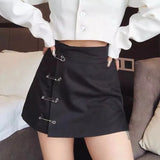 Mini Skirt Women Side split brooch High Waist Side Zipper Short Skirt Sexy Female A-Line Slim Hip Camo