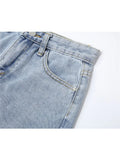 High Waist Denim Short Women Summer Chic Pocket Printing Tassel Hole Ripped Jeans Short Femme Short Pants Women
