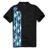 Rockabilly Shirt Men Retro Vintage Western Cowboy Short Sleeve Hawaiian Punk Rave Uniforms Rolling Rock Tops