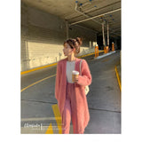 Zingj Female Autumn Winter Loose Large Size Add Thick Long Lazy Wind Knit Coat New Long Imitation Mink Velvet Cardigan-Outfit