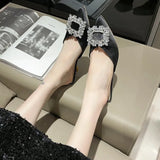 Zingj Buckle Diamond Baotou Half Slipper Female Wear Summer 2023 New Thin Heel Short Heel Lazy Cool Drag Muller Shoes Female-Outfit
