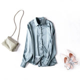 Women's Shirt Solid Blouse Loose Soft Long Sleeve Officie Ladies Top Temperament Satin Shirt Spring Autumn
