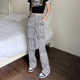 Fashion Casual Slacks High Waist Pants Women Fashion Leopard Long Trousers Straight Sweatpants
