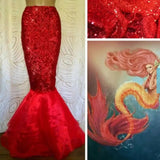 Women Girl Mermaid Halloween Cosplay Costume Fancy Party Tail Maxi Skirt Sparkle Sequins Long Dress Tail