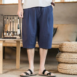 Shorts Men Summer Cotton Linen Retro Trend Horse Pants Wear Linen Casual Sports Loose Seven Points Beach Pants-Outfit