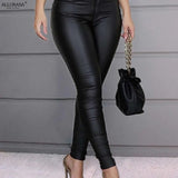 Leather Pants Black Sexy Stretch Bodycon Trousers Women High Waist Long Casual pencil pants top S-3XL plus size Spring