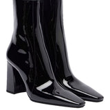 Leather Fabric Tips Thick And High Heel Zippered Knight Boots, High Fashion Women's Short