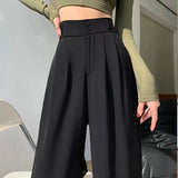 Zingj Pants Female Autumn 2024 New High Waist Pendant Straight Pear Shaped Pants Narrow Version Of The Floor Wide Leg Pants-Outfit