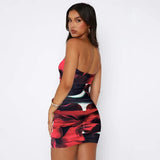 Zingj Women's Summer 2024 New Sexy Wipe Breast Print Package Hip Skirt Fashion Show Thin Dress Women's