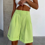 Summer Shorts Cotton High Waist Casual Women's Loose Shorts Zipper Solid Street Streetwear Sports Fashion