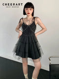 Mesh Summer Slip Dress Women 2022 Black Backkess Sundress Spaghetti Strap Ball Gown Tulle Mini Dress Fashion