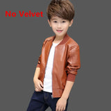 Arrived Boys Coats Autumn Winter Fashion Korean Children's Plus Velvet Warming Cotton PU Leather Jacket For 1-11Y Kids