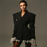 Lace Trim Black Blazer Dress- Outfit