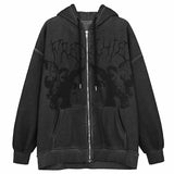Angel Fairy Grunge Dark Print Cool Jacket Coat Women Hip-hop Streetwear Harajuku Anime Hoodies Coat Zipper Y2k Punk