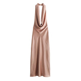 Women's Clothing 2025 Summer New Temperament Hanging Neck Collar Silk Texture Repairing Flute