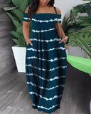 Summer New Women's Fashion Leisure Sexy Print Bare Shoulder