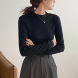 Standing Collar Solid Color Bottom Shirt Female Autumn Winter 2025 New White Inside The Design Sense Slim Hair Long Sleeve Jacket-Outfit