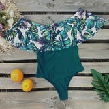 Sexy Ruffle Women Swimwear One Piece Floral Print Swimsuit Push Up Monokini Bodysuit Print Swim Suit Bathing Suit