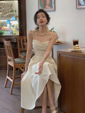 Women Elegant Spaghetti Strap Midi Dress Sexy Prom Evening Party Birthday Club Fashion