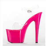 2021 Summer Platform Sandals Women Sexy PVC Transparent Slim Ultra High Heels 17CM Shoes Women Sandale Female Pole Dancing