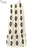 Asymmetric Long Dresses For Women Print Backless Loose Summer Dress Woman 2023 Off Shoulder Casual Holiday Beach