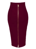 Colors XL XXL Sexy Solid Zipper Orange Blue Black Red White Pink Bandage Skirt Women Elastic Bodycon Summer Pencil Skirt