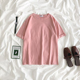 Tee Shirt Solid Color Basic T-Shirt Women Casual O-neck Harajuku Top Korean Hipster Cotton Basic