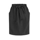 Autumn Elegant Midi Skirts Womens Office Pencil Skirt Cotton Elastic Waist Package Hip Skirt Bow Skirt