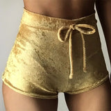 S-XL women velvet drawstring shorts plus size casual high waist 2020 winter sexy skinny booty shorts