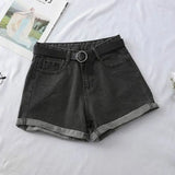 Women Chic All-match Korean Casual Basic Simple Harajuku Teens Denim Short Trouser Basic Loose Wide-leg Womens
