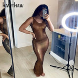 Women Autumn Summer Bodycon Party Solid Color Sleeveless Long Dress Sundress 2021 Female Clothing Streetwear