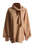 Zingj 2024 New Korean Version Of Women's Hoodie Fashion Casual Wind Loose Scarf Collar Niche Design Sense Top