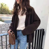 Women Spring Autumn Fashion New Knitted Loose Korean Style Fairy Sweater All-match Warm Single Breasted Casual