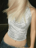 Punk Metallic Halter Crop Tank