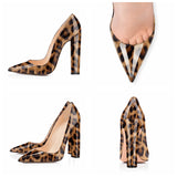 Large Size Classic Pointed High Heels Sexy Leopard Print Lacquered Leather Banquet Party