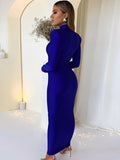 Padded Long Sleeve Bodycon Green Party Club Maxi Long Dress 2023 Spring Autumn Women Fashion Elegant