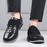 Zingj Fashion Casual Single Shoes Velcro Set Foot Embroidered Men's Leather Shoes Fashion Plus-Size Men's Shoes Wenzhou