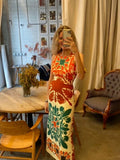 Colorful Printed Backless Halter Dress Women Fashion Sleeveless Slim Long Robe Summer Lady Chic Vacation Party